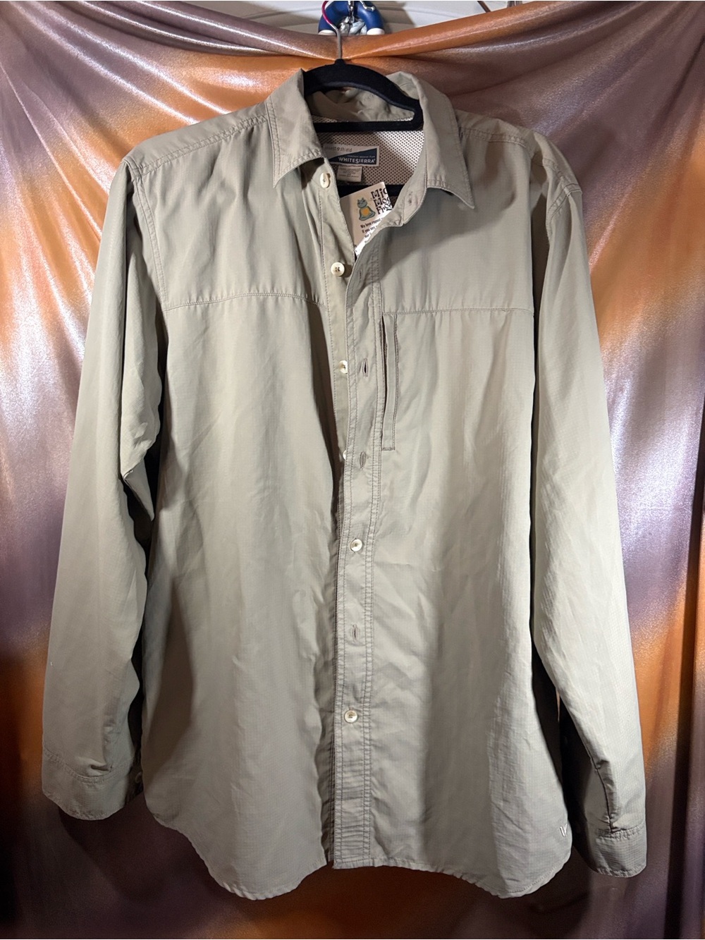 White Sierra Men's Lightweight insect shield Button-Up Shirt Jacket Khaki BB